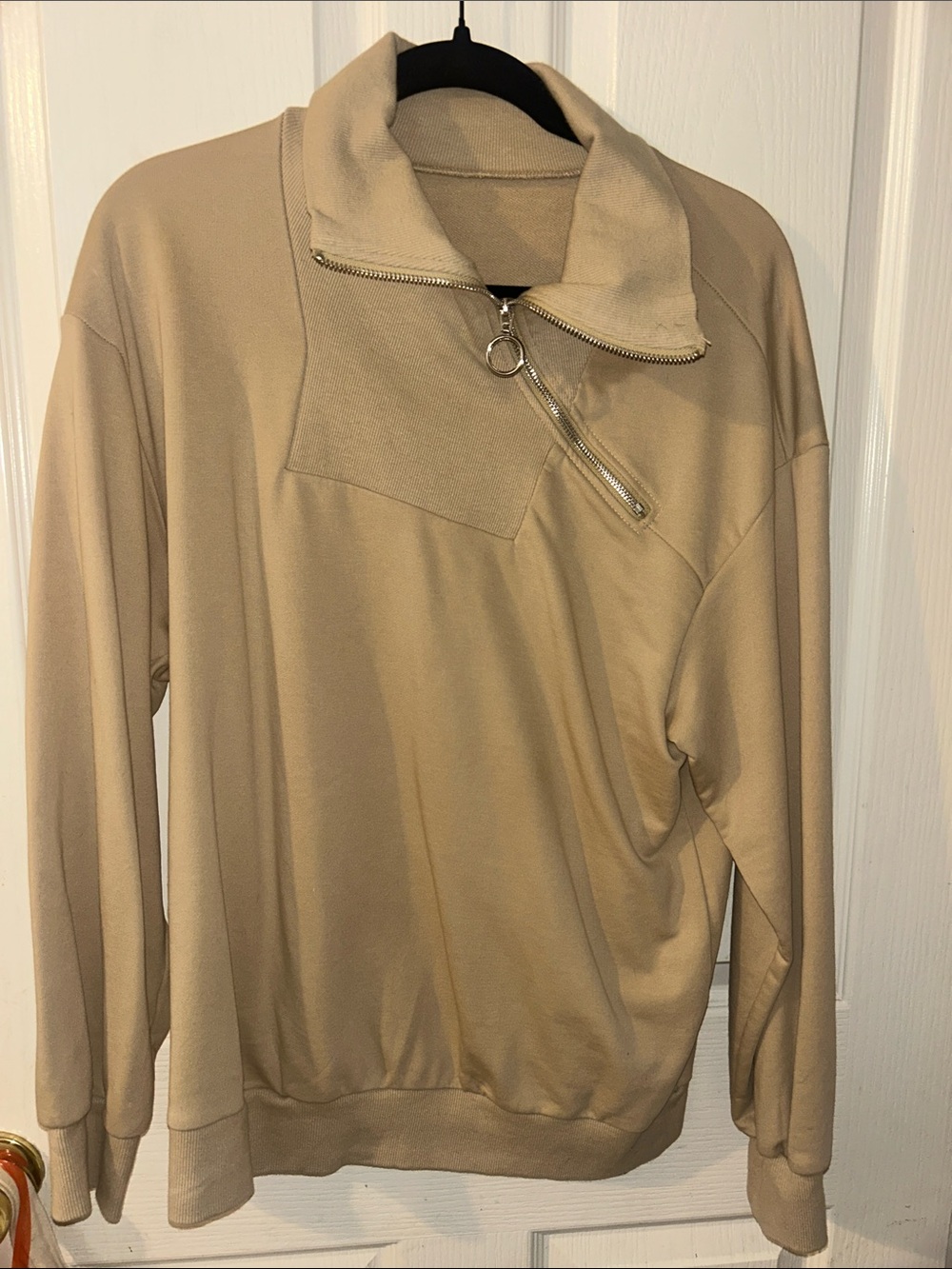 Women’s Khaki Quarter-Zip Pullover Sweatshirt